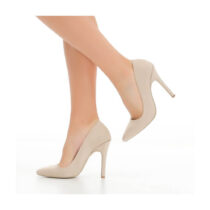 Beige Suede Stiletto High Heel Shoes for Women Ma-021