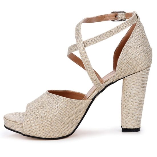 Gold High Heel Wedding Shoes for Women RA-701