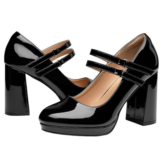 Black Platform Strappy Heels for Wedding RA-03