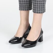 Black Shiny Low Heel Dress Shoes for Ladies MA-024