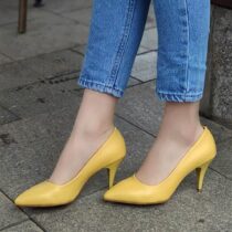 Yellow 3 inch Heels for Women Closed toe MA-017