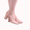 Beige Ankle Strap Low Heels for Women RA-145