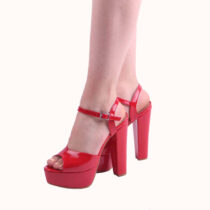 Red Shiny Wedding Platform Shoes for Bride RA-027