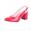 Red Shiny Ankle Strap Heels for Women MA-028