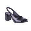 Black Shiny Ankle Strap Heels for Women MA-028