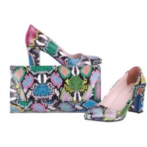 Blue Print Low Heel Match Bag and Shoes RC-024