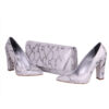 Silver Print Chunky Heel Match Bag and Shoes RC-023