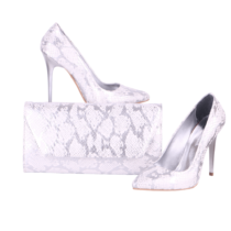 Silver Print High Heel Match Bag and Shoes RC-021