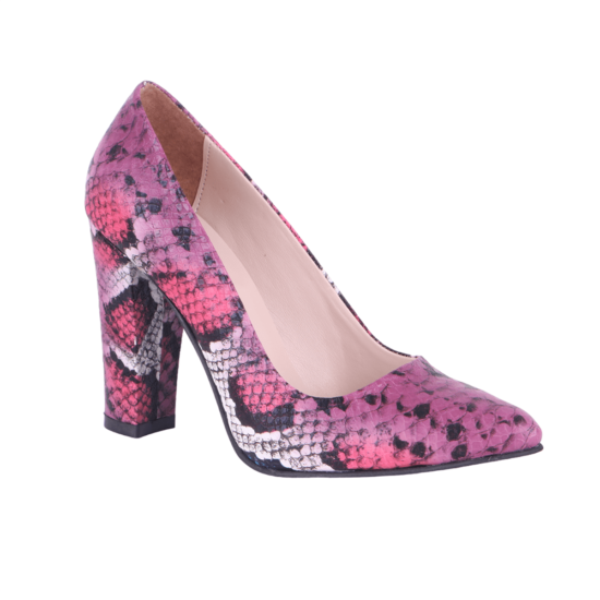 Pink Print Chunky Heel Match Bag and Shoes RC-023