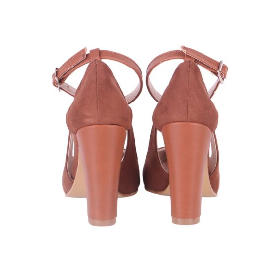 Brown Suede Ankle Strap Women Shoes RA-8030