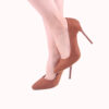Brown Suede Stiletto High Heel Shoes for Women Ma-021