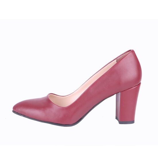 Burgundy Low Heel Dress Shoes for Ladies MA-024