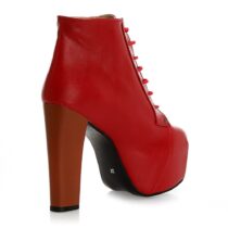 Red Platform High Heel Boots for Women