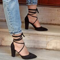 Black Block High Heel with Ankle Strap for Women RA-04