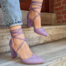 Lilac Block High Heel with Ankle Strap for Women RA-04