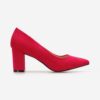 Red Suede Low Heel Dress Shoes for Ladies MA-024
