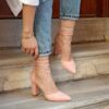 Pink Block High Heel with Ankle Strap for Women RA-04
