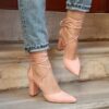 Pink Block High Heel with Ankle Strap for Women RA-04