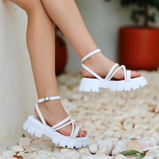 White Arched Dress Sandals for Women AL-011