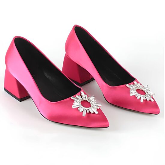 Fushcia Dresss Shoes Rhinestone Heel for Women RA-1621