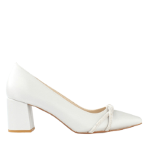 White Satin Dress Shoes with Bows for Women MA-042