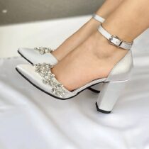 Silver Women Heels Shoes with Rhinestone RA-8001