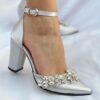 Silver Women Heels Shoes with Rhinestone RA-8001