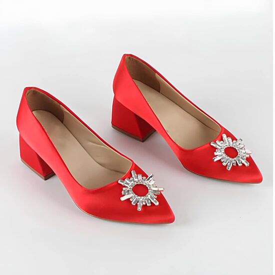 Red Dresss Shoes Rhinestone Heel for Women RA-1621