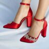 Red Women Heels Shoes with Rhinestone RA-8001