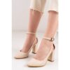 Cream Ankle Strap Women Shoes RA-8030