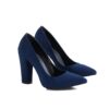 Blue Suede Chunky Heel Shoes for Women MA-023