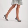 Platinum Glitter 3 inch Heels for Women Closed toe MA-017