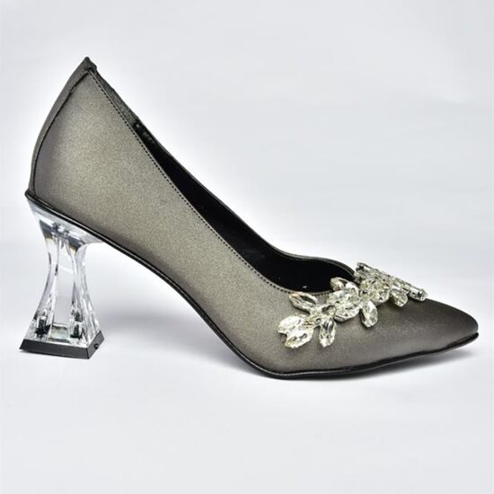 Platinum Transparent Rhinestone Heels for Women RA-050