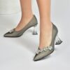 Platinum Transparent Rhinestone Heels for Women RA-050