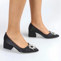 Black Dresss Shoes Rhinestone Heel for Women RA-1621