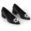 Black Dresss Shoes Rhinestone Heel for Women RA-1621
