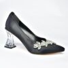 Black Transparent Rhinestone Heels for Women RA-050