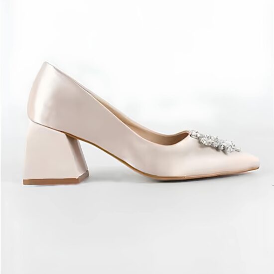 Beige Dresss Shoes Rhinestone Heel for Women RA-1621