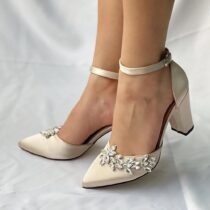 Beige Women Heels Shoes with Rhinestone RA-8001