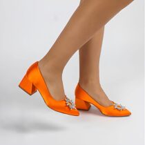 Orange Dresss Shoes Rhinestone Heel for Women RA-1621