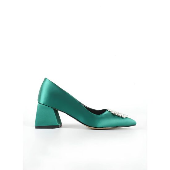 Green Dresss Shoes Rhinestone Heel for Women RA-1621