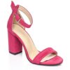 Fushcia Suede Chunky Heel Dress Shoes for Women MA-030