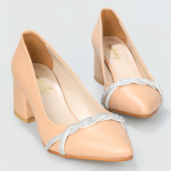 Beige Satin Dress Shoes with Bows for Women MA-042
