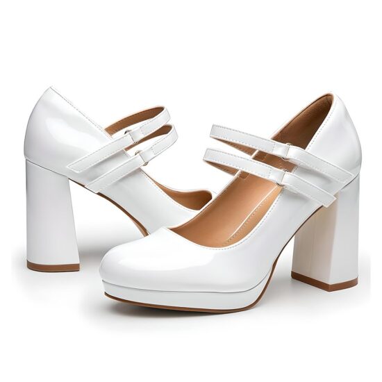 White Platform Strappy Heels for Wedding RA-03