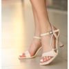 Beige Strappy Heel Shoes for Women AL-56