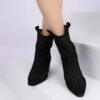 Black Low Heel Cowboy Boots for Women RA-8012