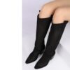 Black Low Heel Cowgirl Boots for Women RA-8013