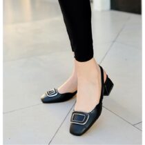 Black Shoes Buckle for Women AL-09