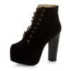 Black Suede Platform High Heel Boots for Women MA-010
