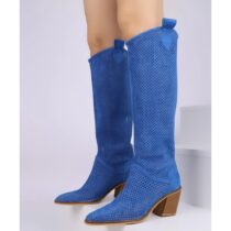 Blue Low Heel Cowgirl Boots for Women RA-8013